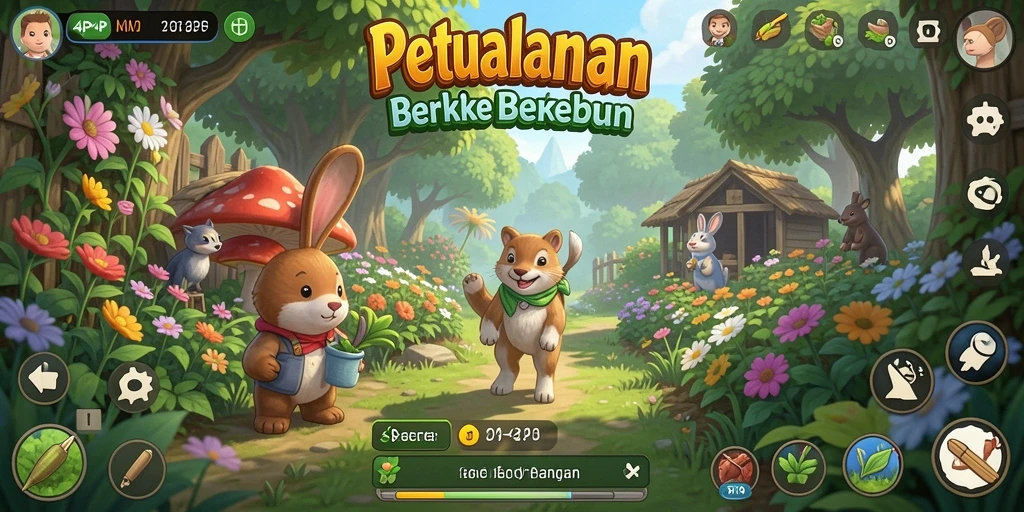 Tampilan gameplay seru saat berkebun di 4P4P.
