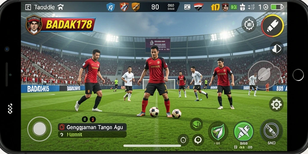 Tampilan gameplay menarik dari BADAK178 dengan aksi sepak bola yang intens.