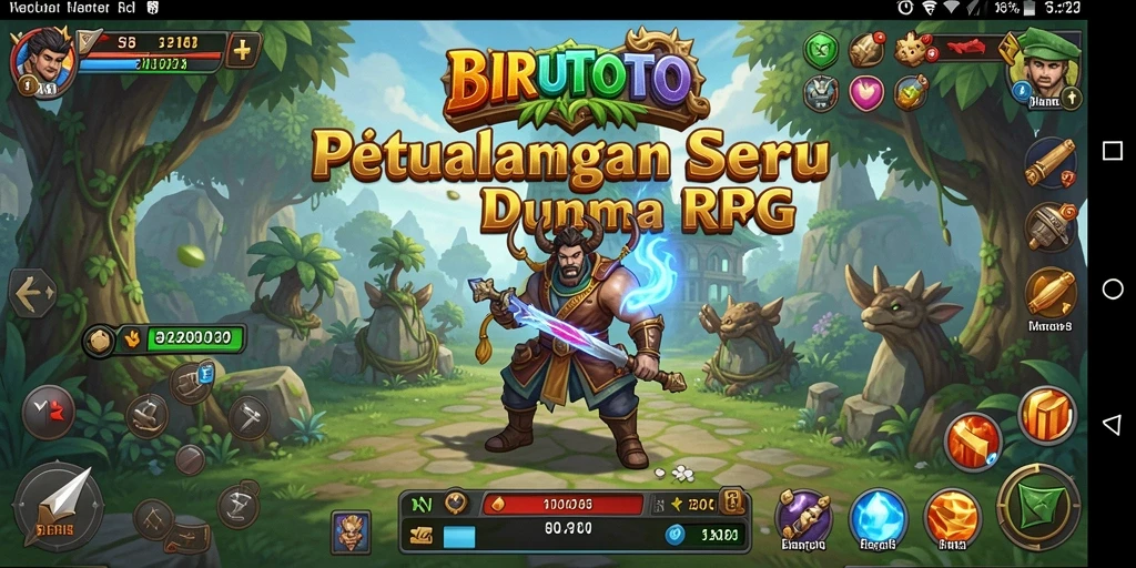 Screenshot gameplay BIRUTOTO yang menunjukkan petualangan di dunia RPG.