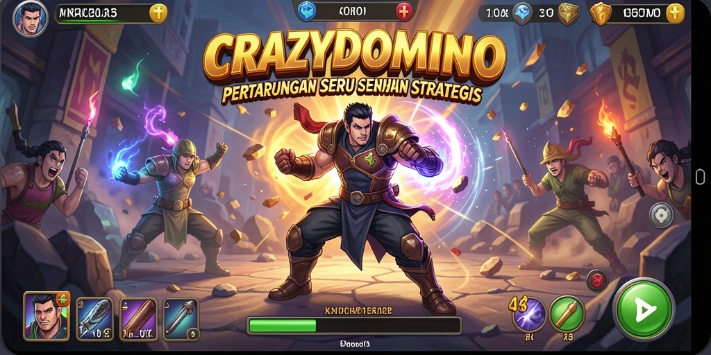 Tampilan seru gameplay <strong>CRAZYDOMINO</strong> dengan pertarungan yang dinamis.