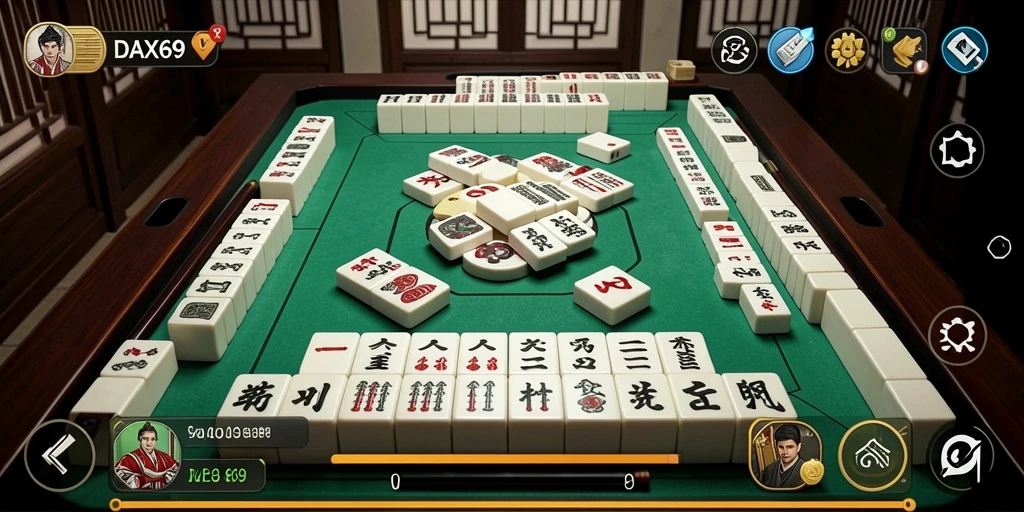 Screenshot DAX69 menampilkan gameplay Mahjong yang menarik dan seru.
