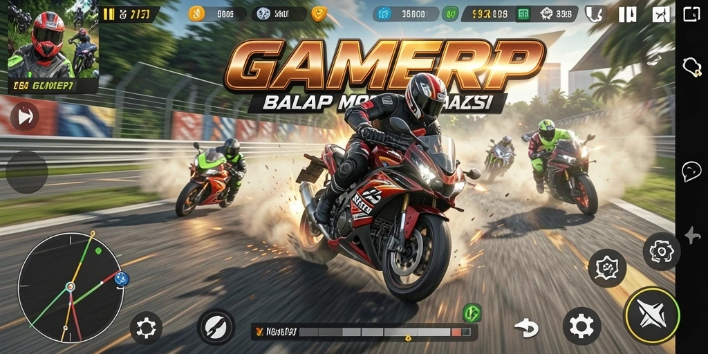 Tampilan menakjubkan dari gameplay balap motor di GAMERP.