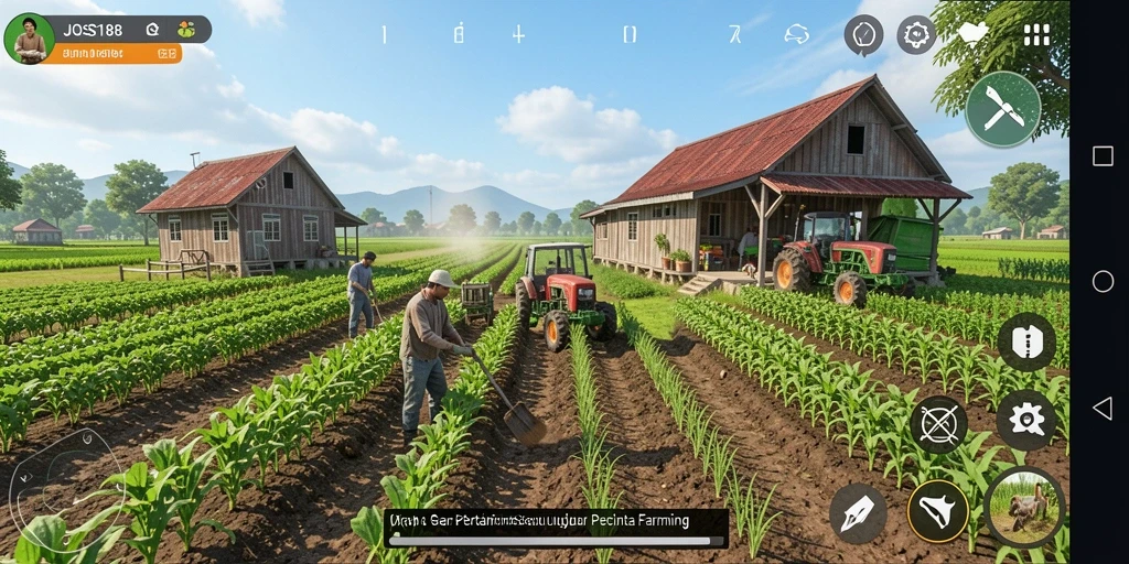 Screenshot gameplay JOSS188 menampilkan aktivitas bertani yang menarik.