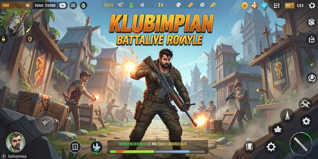 Screenshot game KLUBIMPIAN menunjukkan aksi seru dalam pertempuran Battle Royale.