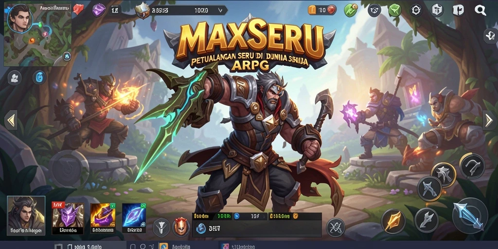 Tangkapan layar gameplay MAXSERU yang menunjukkan aksi pertarungan seru.