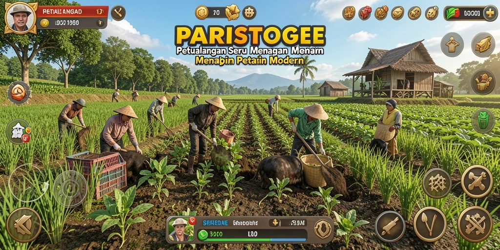 Gameplay seru di PARISTOGEL dengan berbagai aktivitas bertani.
