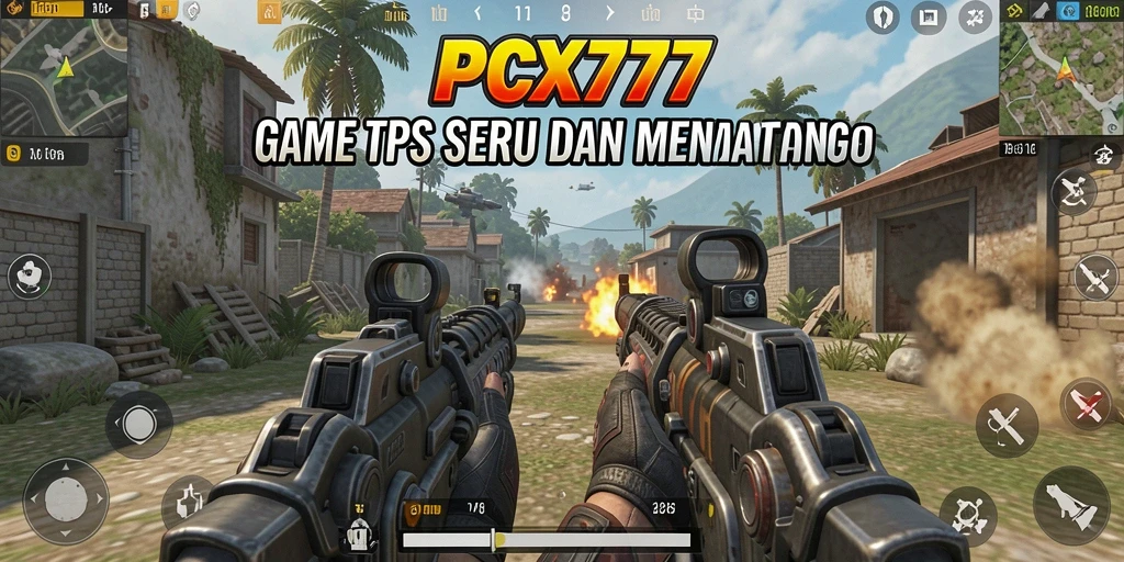 Tangkapan layar gameplay <strong>PCX777</strong> menunjukkan aksi seru dalam pertempuran TPS.