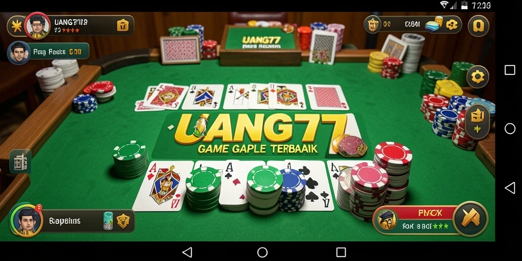 Tampilan gameplay seru dan interaktif UANG77 dalam permainan Gaple.