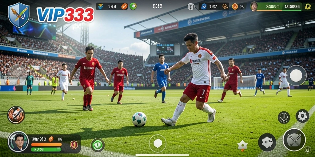 Tampilan gameplay seru dari VIP333 yang menampilkan aksi sepak bola.