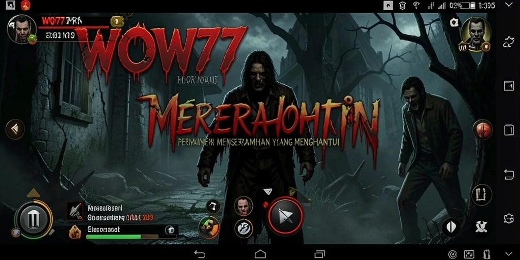 Screenshot menampilkan suasana mencekam dalam game WOW77 dengan karakter horor.